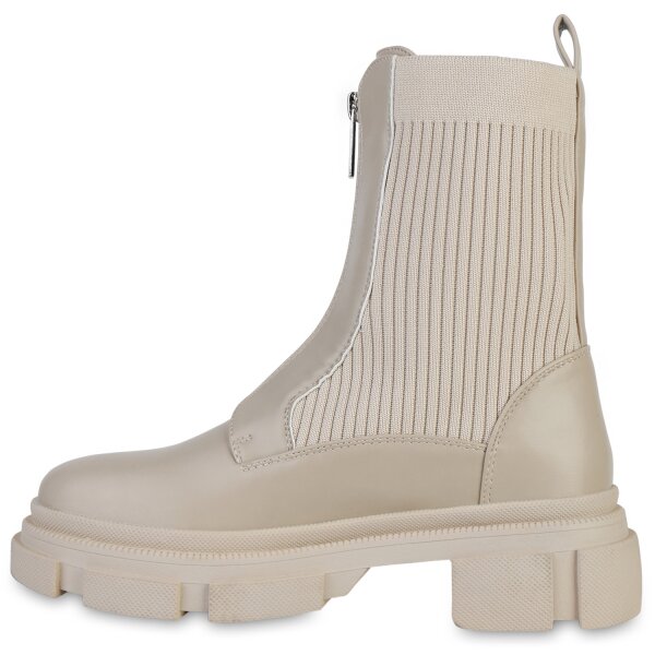 Stiefelparadies Damen Klassische Stiefeletten in Beige