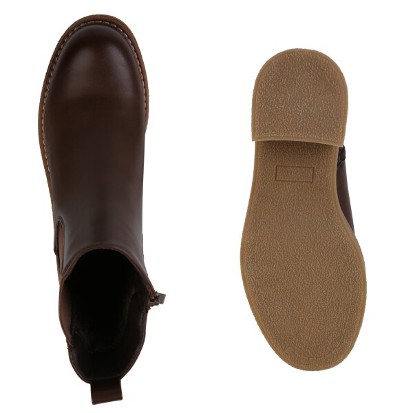 Stiefelparadies Damen Klassische Stiefeletten In Braun