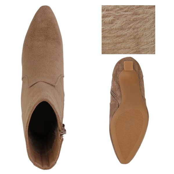 Stiefelparadies Damen Klassische Stiefeletten In Hellbraun