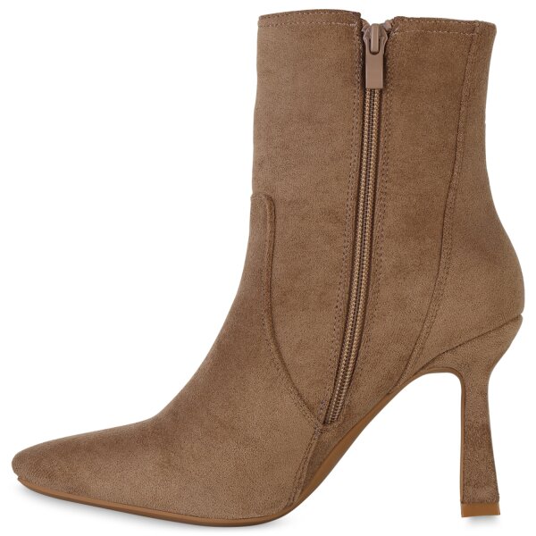 Stiefelparadies Damen Klassische Stiefeletten in Hellbraun