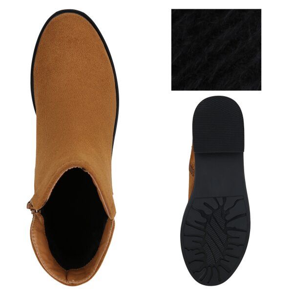 Stiefelparadies Damen Klassische Stiefeletten In Hellbraun