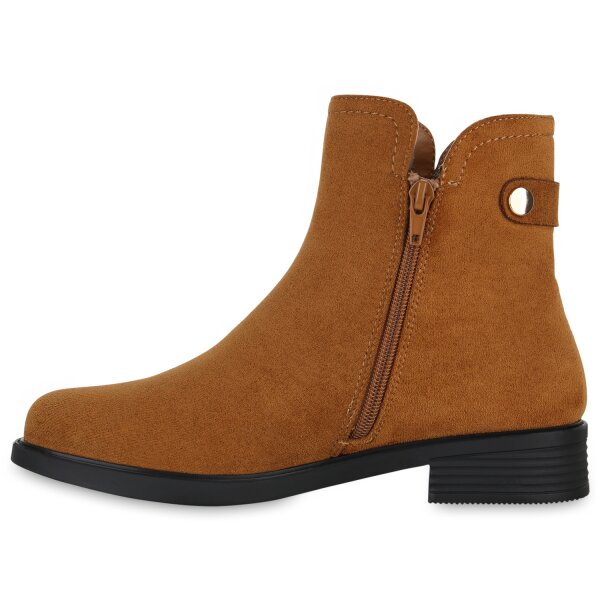 Stiefelparadies Damen Klassische Stiefeletten in Hellbraun