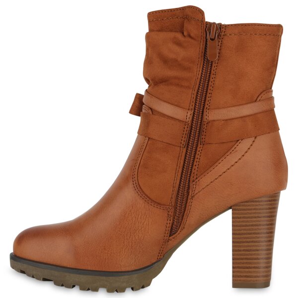 Stiefelparadies Damen Klassische Stiefeletten in Hellbraun