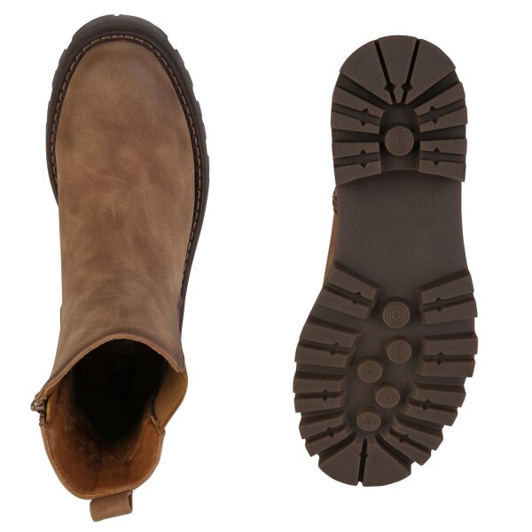 Stiefelparadies Damen Klassische Stiefeletten In Hellbraun