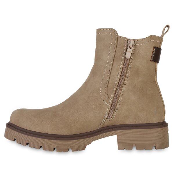 Stiefelparadies Damen Klassische Stiefeletten in Khaki