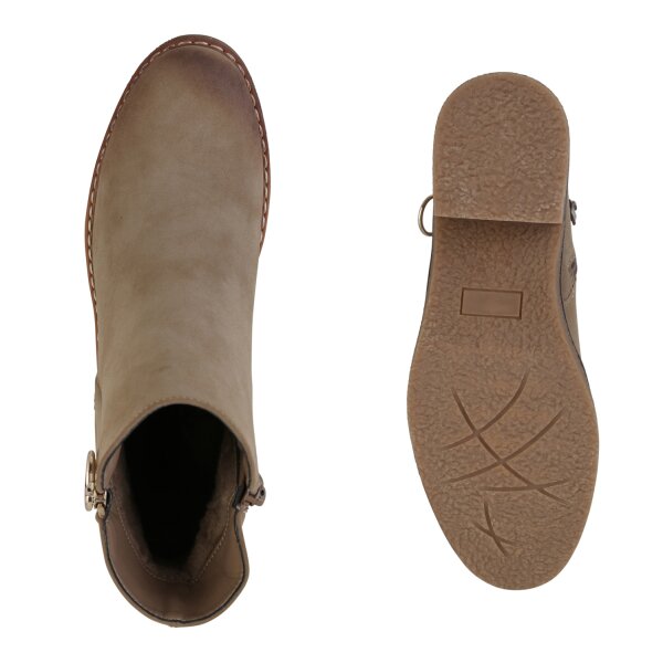 Stiefelparadies Damen Klassische Stiefeletten In Khaki