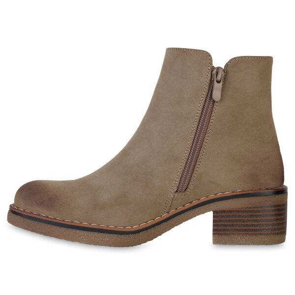 Stiefelparadies Damen Klassische Stiefeletten in Khaki