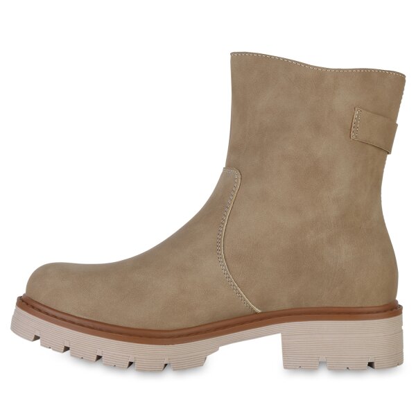 Stiefelparadies Damen Klassische Stiefeletten in Khaki