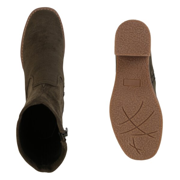 Stiefelparadies Damen Klassische Stiefeletten In Olivgrün