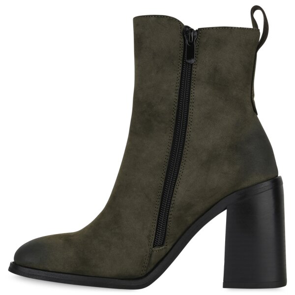 Stiefelparadies Damen Klassische Stiefeletten in Olivgrün