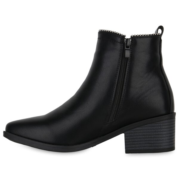 Stiefelparadies Damen Klassische Stiefeletten in Schwarz