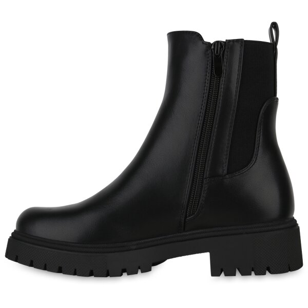 Stiefelparadies Damen Klassische Stiefeletten in Schwarz