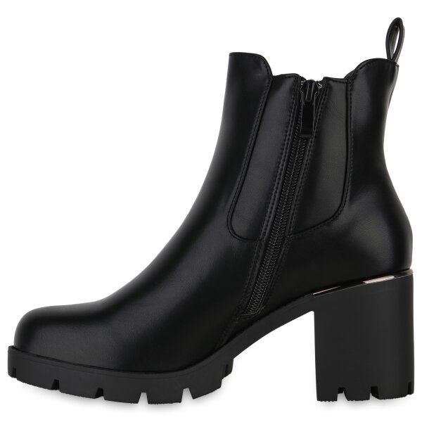 Stiefelparadies Damen Klassische Stiefeletten in Schwarz