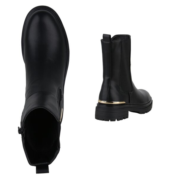 Stiefelparadies Damen Klassische Stiefeletten In Schwarz