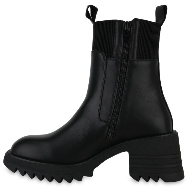 Stiefelparadies Damen Klassische Stiefeletten in Schwarz