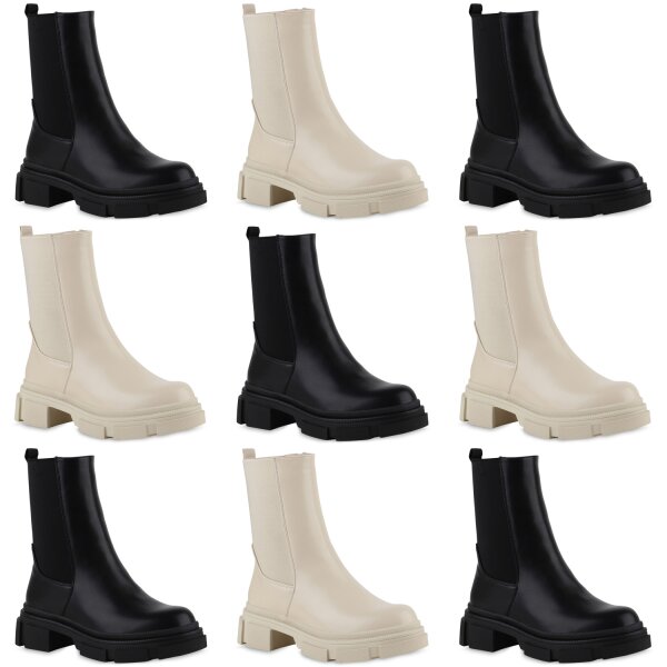 Stiefelparadies Damen Klassische Stiefeletten In Schwarz