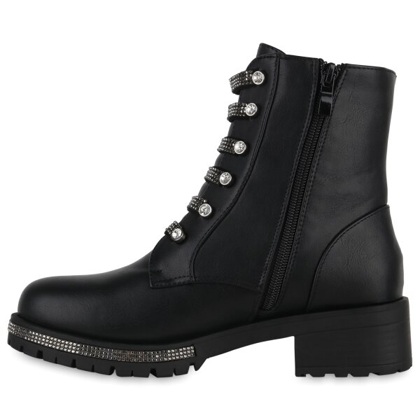 Stiefelparadies Damen Klassische Stiefeletten in Schwarz