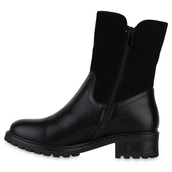 Stiefelparadies Damen Klassische Stiefeletten in Schwarz