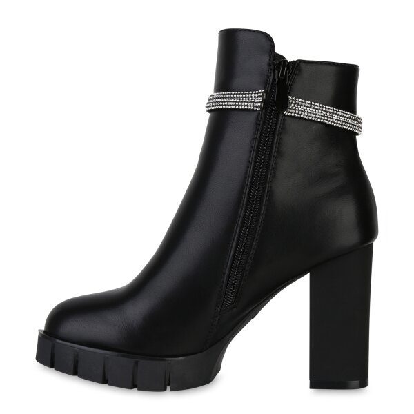 Stiefelparadies Damen Klassische Stiefeletten in Schwarz PU