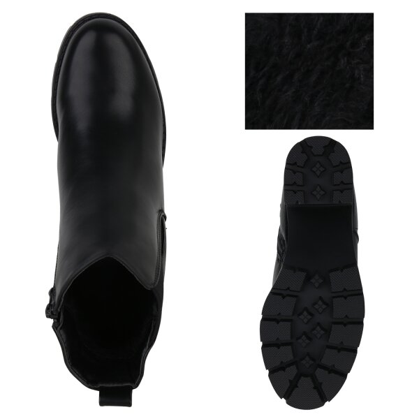 Stiefelparadies Damen Klassische Stiefeletten In Schwarz Snake