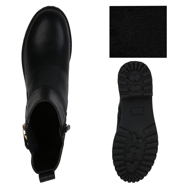 Stiefelparadies Damen Klassische Stiefeletten In Schwarz Snake