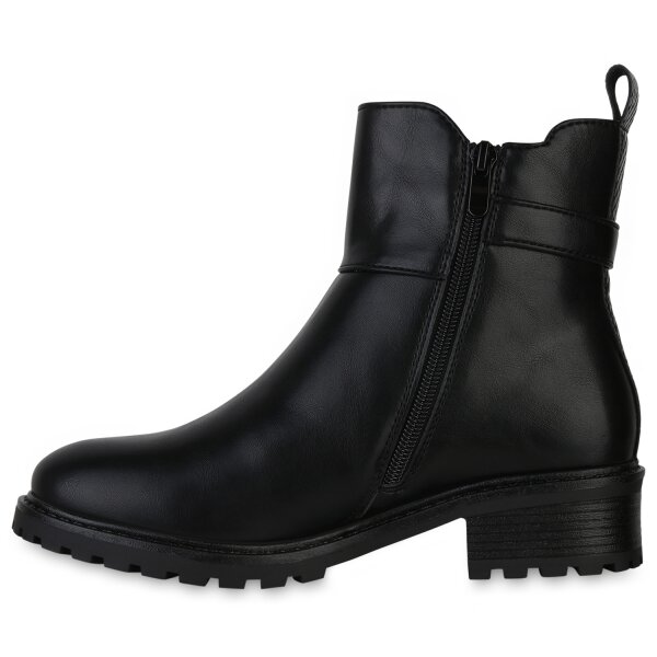 Stiefelparadies Damen Klassische Stiefeletten in Schwarz Snake