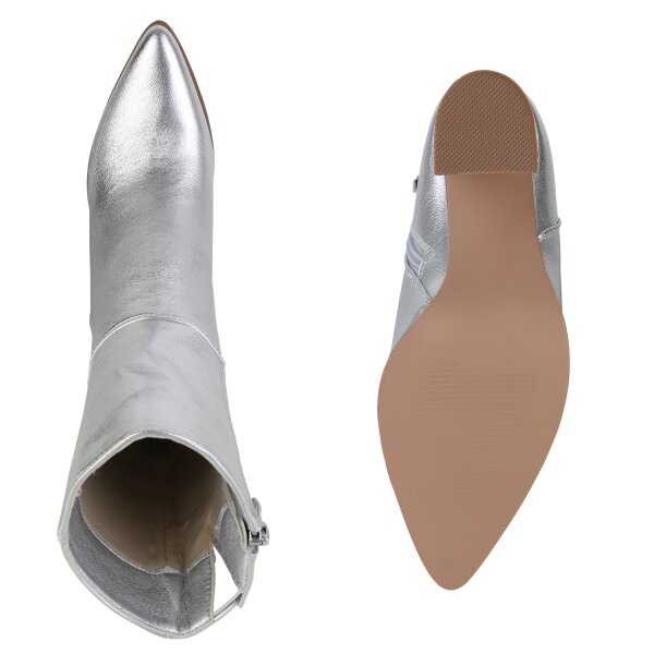 Stiefelparadies Damen Klassische Stiefeletten In Silber