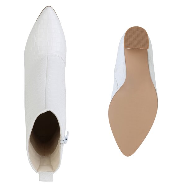 Stiefelparadies Damen Klassische Stiefeletten In Weiss Muster