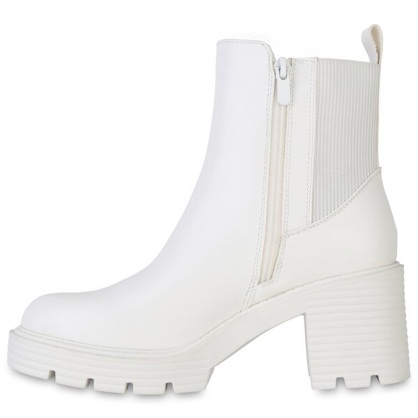Stiefelparadies Damen Klassische Stiefeletten in Weiss