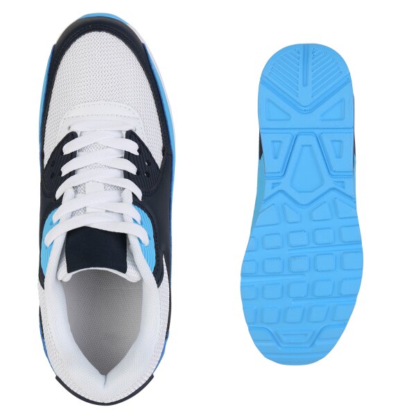 Stiefelparadies Damen Laufschuhe In Weiss Hellblau Dunkelblau
