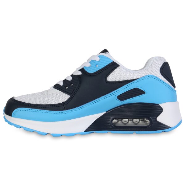 Stiefelparadies Damen Laufschuhe in Weiss Hellblau Dunkelblau