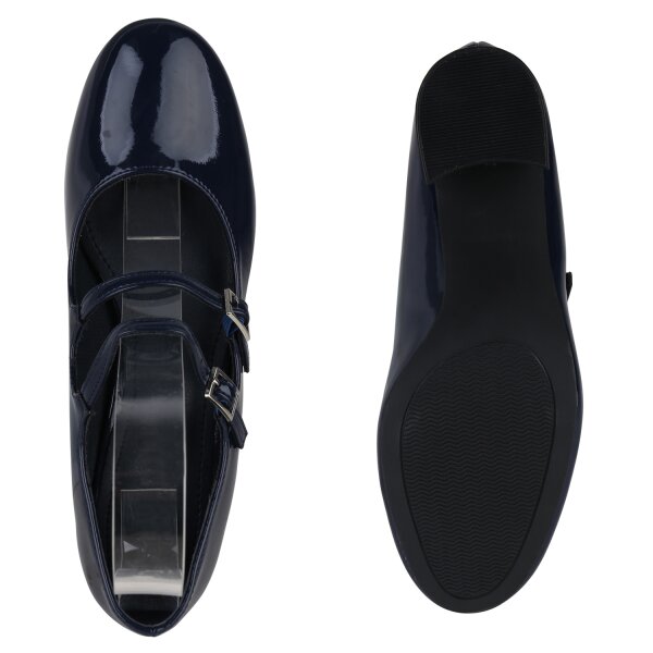 Stiefelparadies Damen Mary Janes In Dunkelblau Lack
