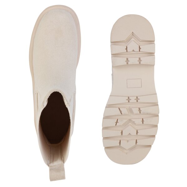 Stiefelparadies Damen Plateau Boots In Beige Velours