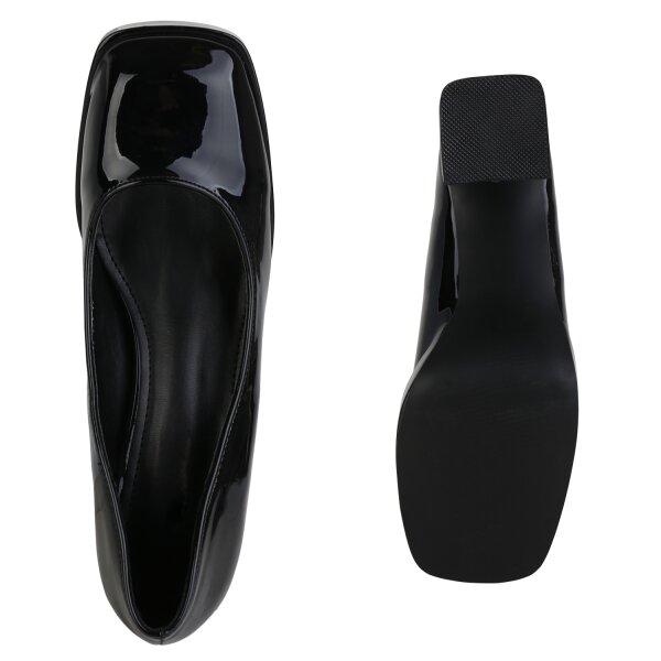 Stiefelparadies Damen Plateau Pumps In Schwarz Lack