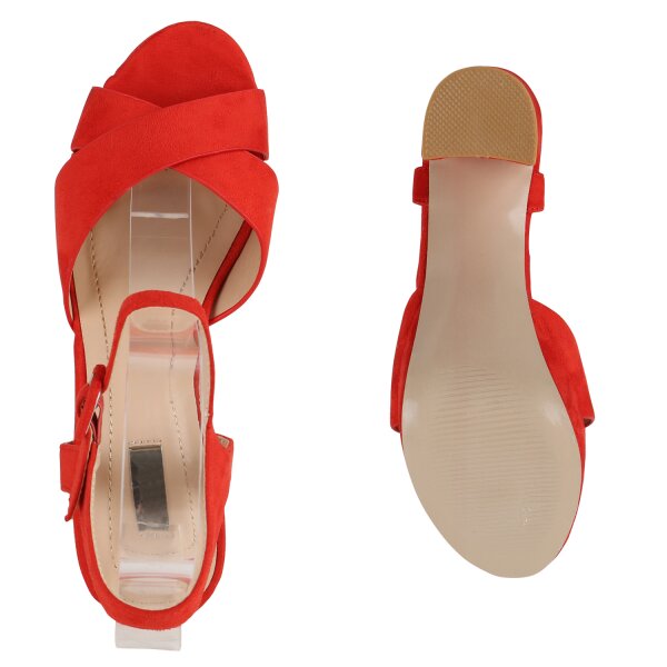 Stiefelparadies Damen Plateau Sandaletten In Dunkelblau