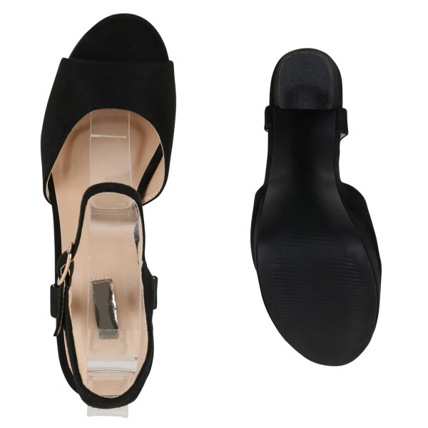 Stiefelparadies Damen Plateau Sandaletten In Dunkelblau