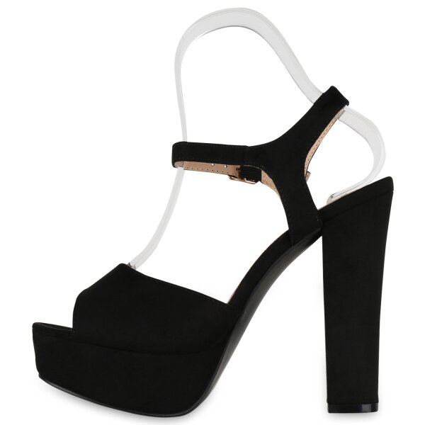 Stiefelparadies Damen Plateau Sandaletten in Dunkelblau