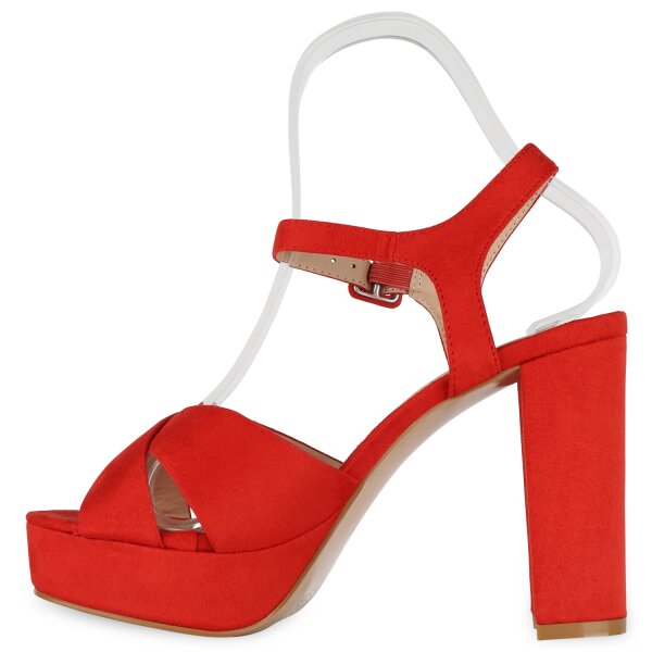 Stiefelparadies Damen Plateau Sandaletten in Dunkelblau