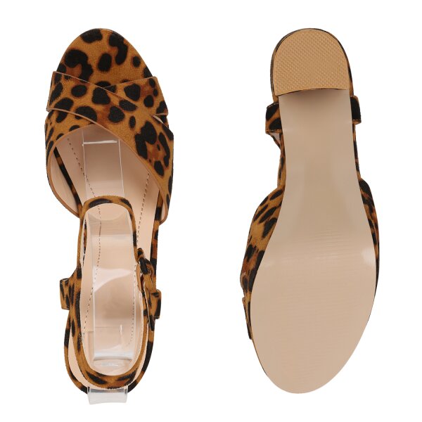 Stiefelparadies Damen Plateau Sandaletten In Leopard