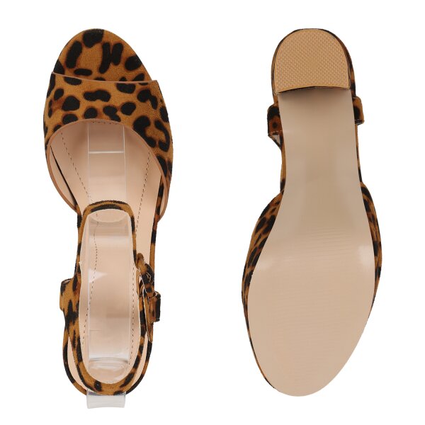 Stiefelparadies Damen Plateau Sandaletten In Leopard