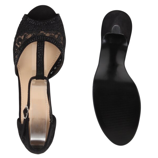 Stiefelparadies Damen Plateau Sandaletten In Schwarz