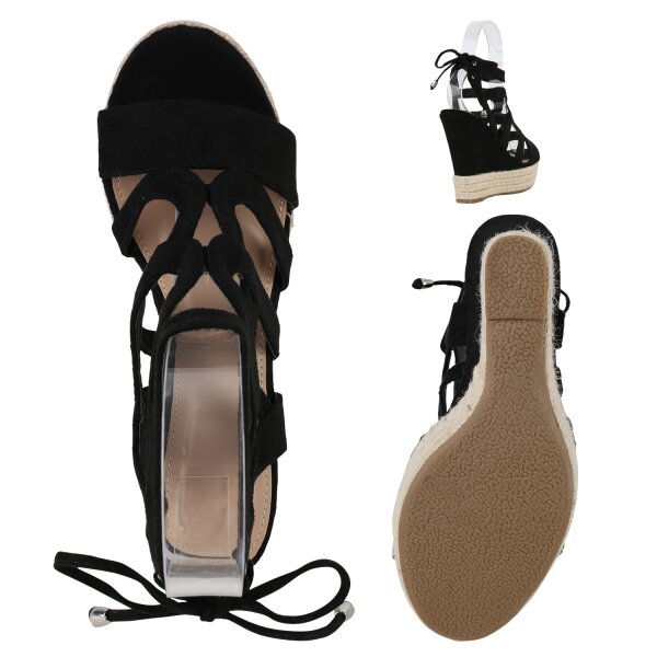 Stiefelparadies Damen Plateau Sandaletten In Schwarz