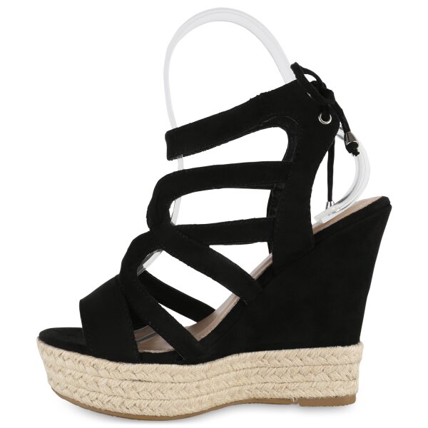 Stiefelparadies Damen Plateau Sandaletten in Schwarz