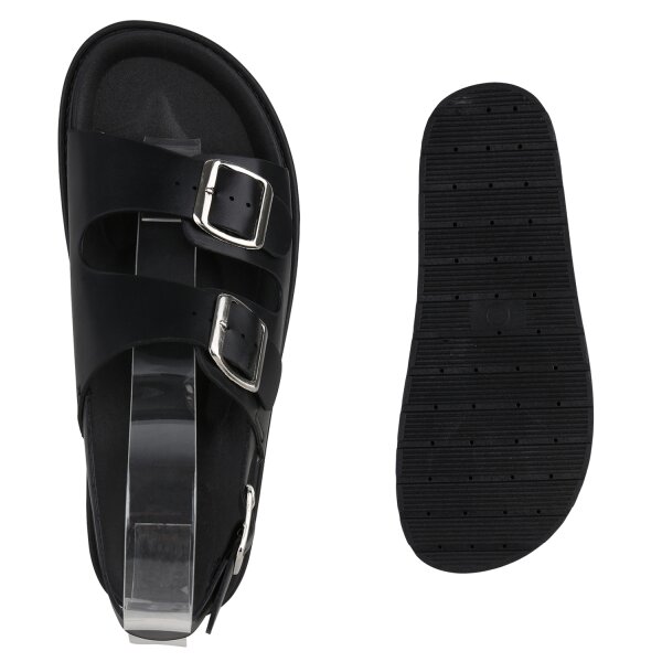 Stiefelparadies Damen Plateau Sandaletten In Schwarz