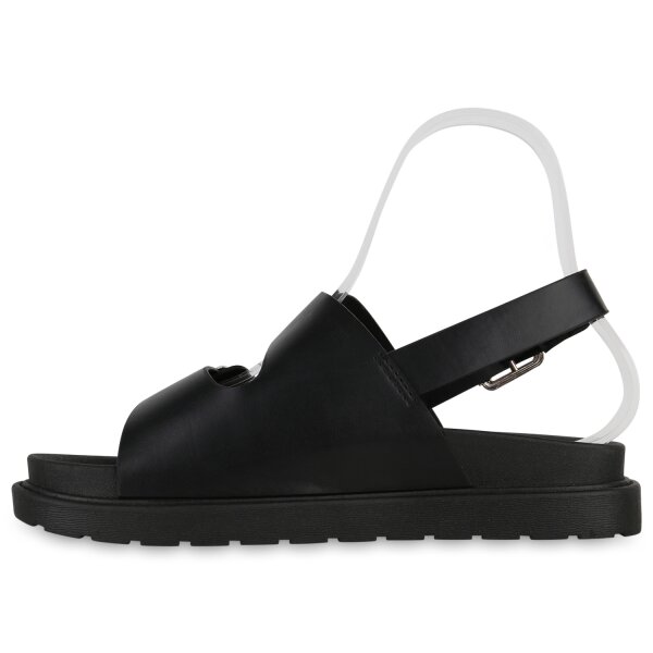 Stiefelparadies Damen Plateau Sandaletten in Schwarz