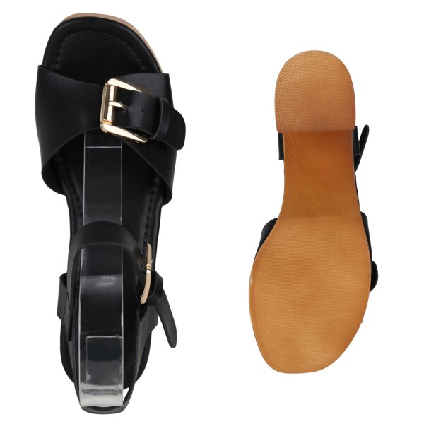 Stiefelparadies Damen Plateau Sandaletten In Schwarz