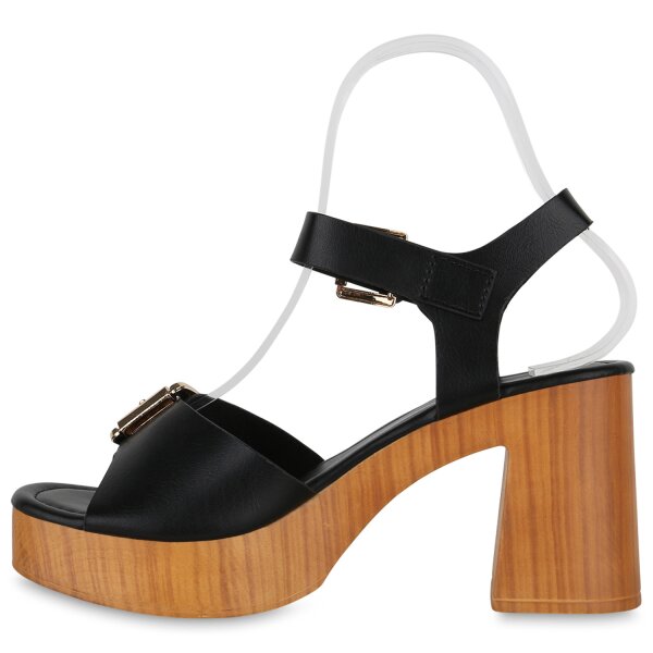 Stiefelparadies Damen Plateau Sandaletten in Schwarz