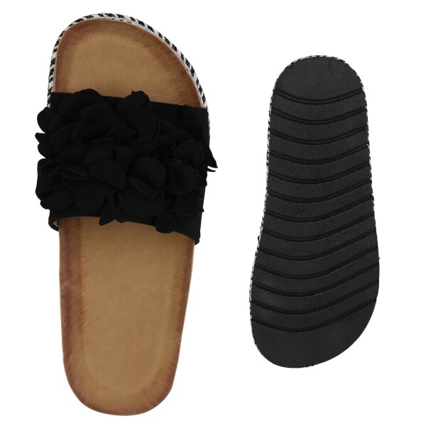 Stiefelparadies Damen Plateau Sandaletten In Schwarz