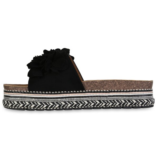 Stiefelparadies Damen Plateau Sandaletten in Schwarz