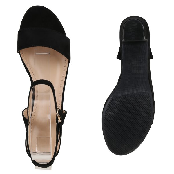 Stiefelparadies Damen Plateau Sandaletten In Schwarz